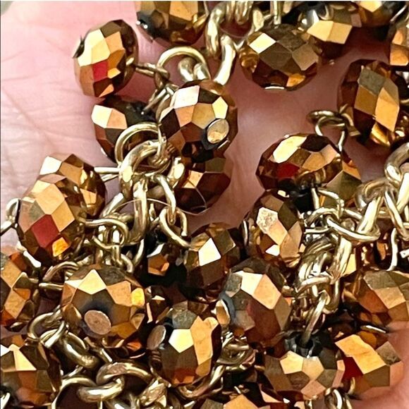 Copper tone beaded statement necklace and earrings set - Picture 10 of 13